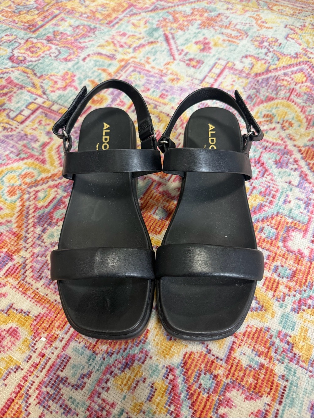 ALDO Black Minimalist Two-Strap Slingback Sandals